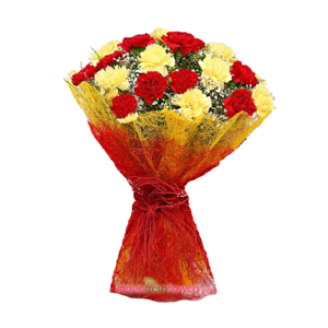 Lovable Carnation 15 Yellow & Red Carnation