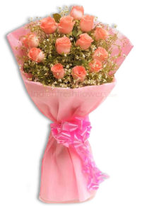 Beauty Of Pink 15 Pink Roses Bunch